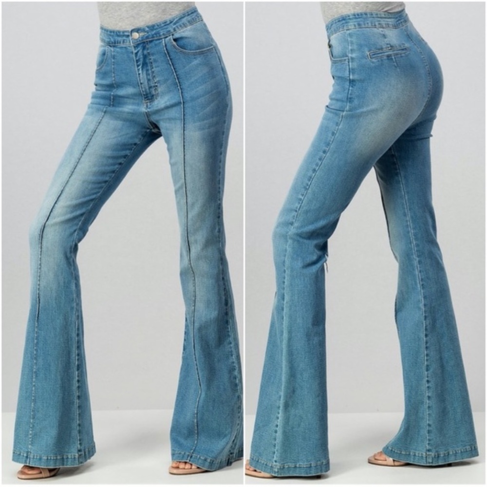 BOHO gypsy  Wide leg Denim Pants - Picture 3 of 3